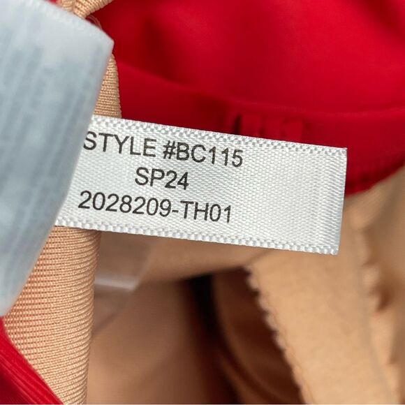 J. Crew Ruched Bandeau One-Piece Swimsuit Women’s 22 Red Strapless Full Coverage - Picture 8 of 10